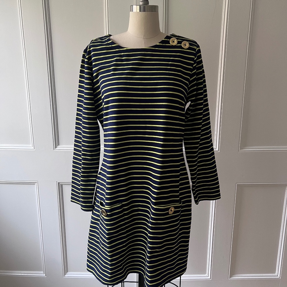 STS Sail to Sable Stripped Long Sleeve Shift Dress